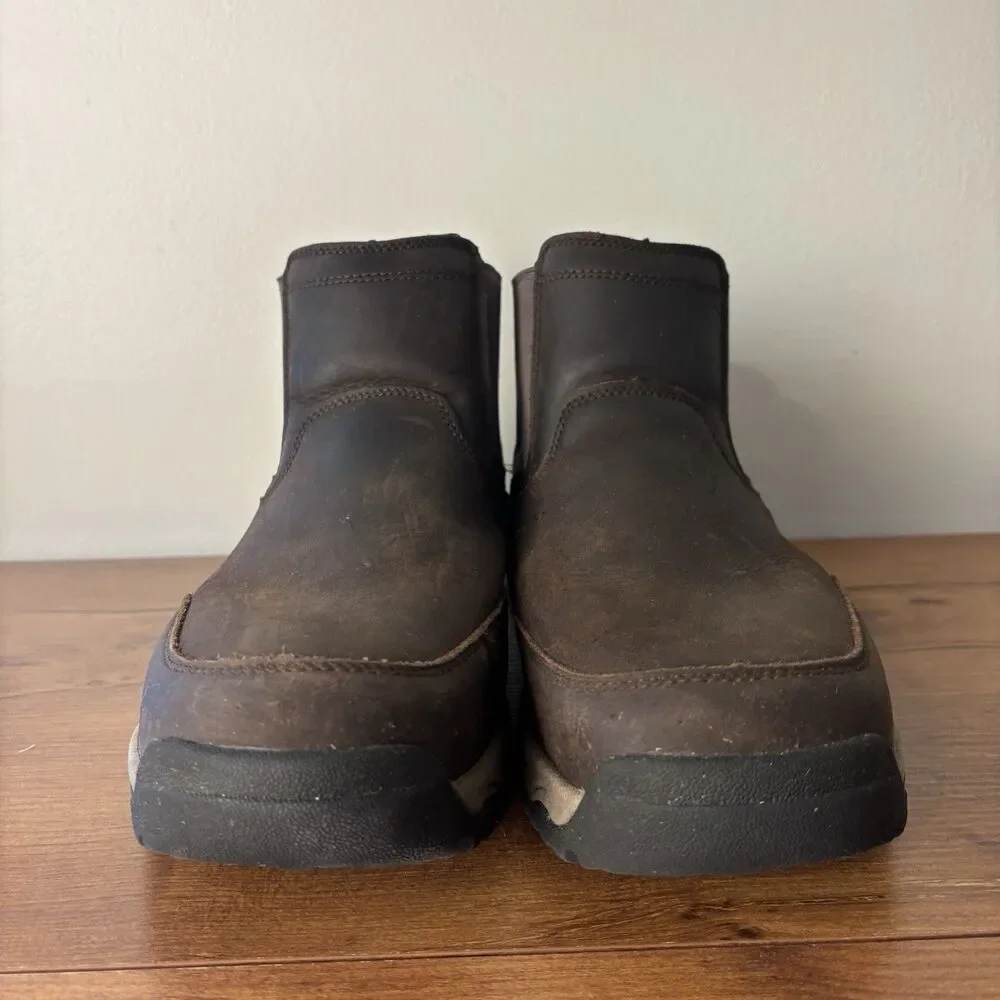 Duluth Trading Wild Boar Ankle Boots Mens Size 10 Brown Leather Chelsea Pull On